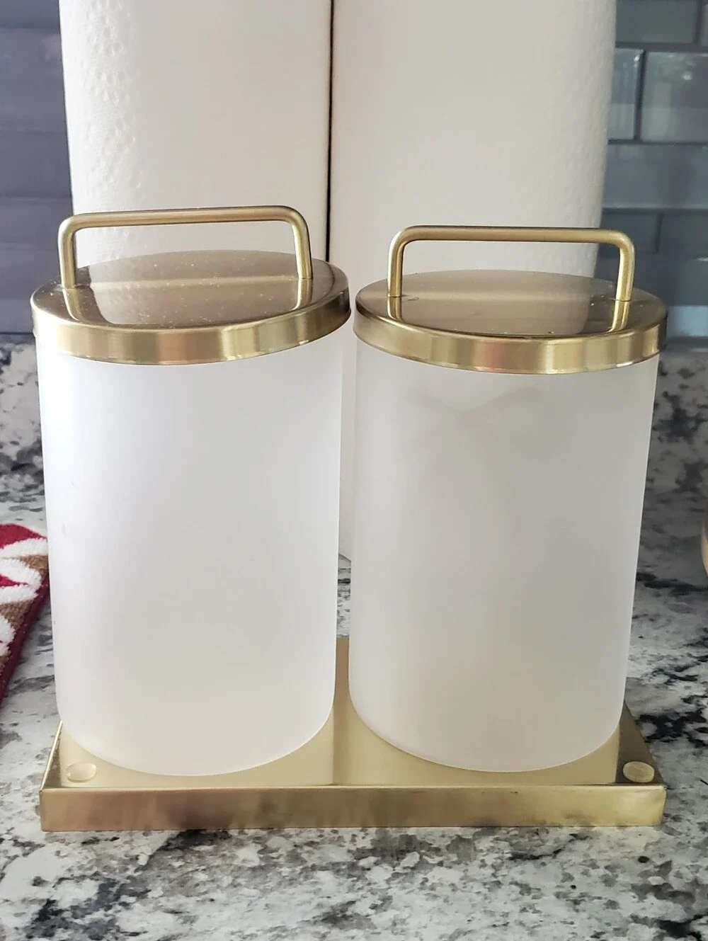 Gold Accent Frosted Glass Canister Set - Home Accents